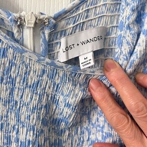 Lost + Wander Sky and Ivory Textured Blouse